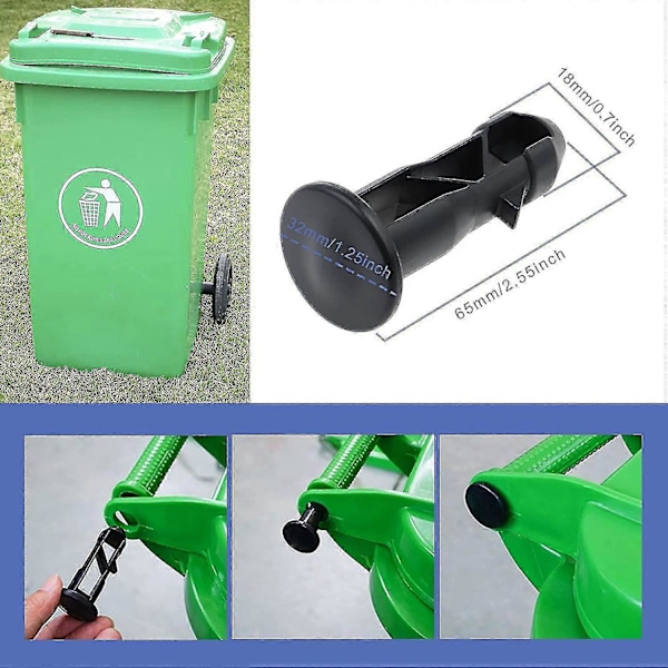 3 Par Gångjärnsbultar Gångjärnstappar För Soptunnalock Passar 240/120/100/60l Utomhussoptunnor, 65mm X 18mm, Svart Plast LGL