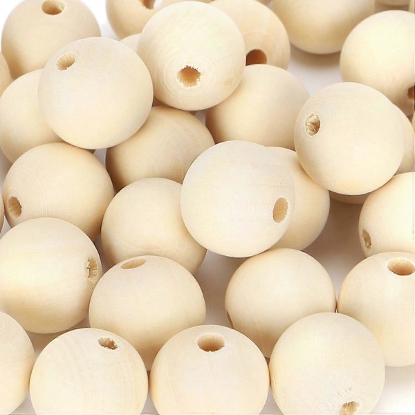 100 st 25 mm Träpärlor Runda Dekorationspärlor för Smyckestillverkning/DIY Hantverk LGL