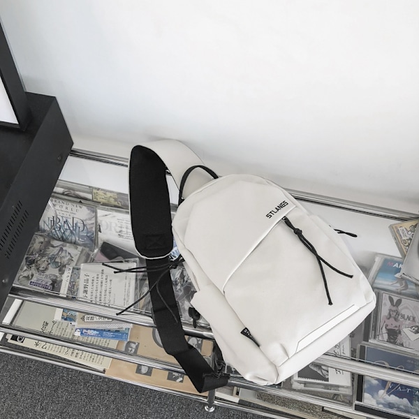 Ny brysttaske skuldertaske studentermode sports lille rygsæk dame crossbody taske (LGL) White With Pepsi Pendant