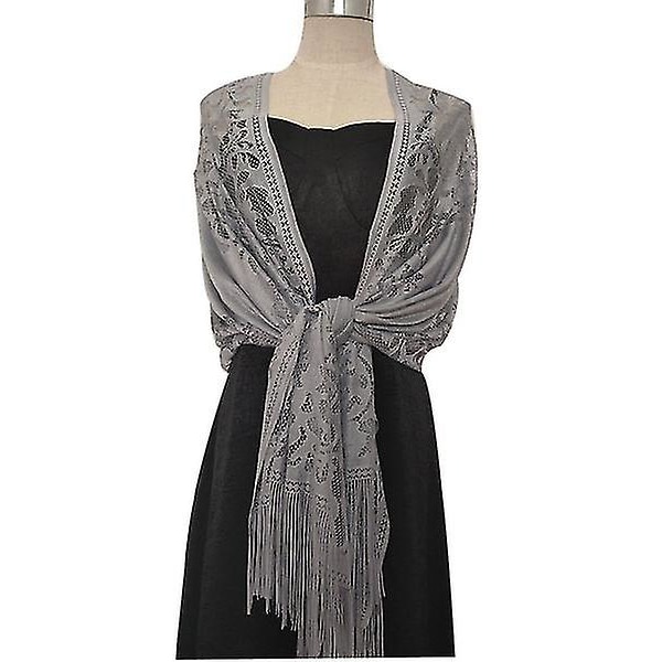 Elegant Wedding Fringe Shawl Solid Color Cutout Lace Party Evening Scarf