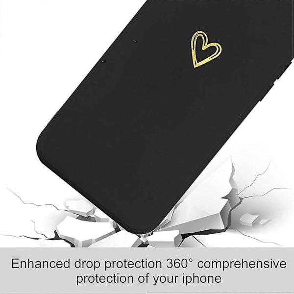 Kompatibelt iPhone 14 Skal Silkeslent Mjukt Stötsäkert Silikonskal med Söt Guldhjärta Design (LGL)