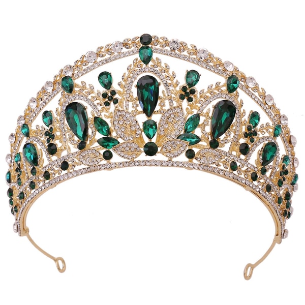 Voksen prinsessekrone Kc gullhodeplagg kvinne rhinestone hårtilbehør glitrende tiara for maskeradeball bankett cosplay