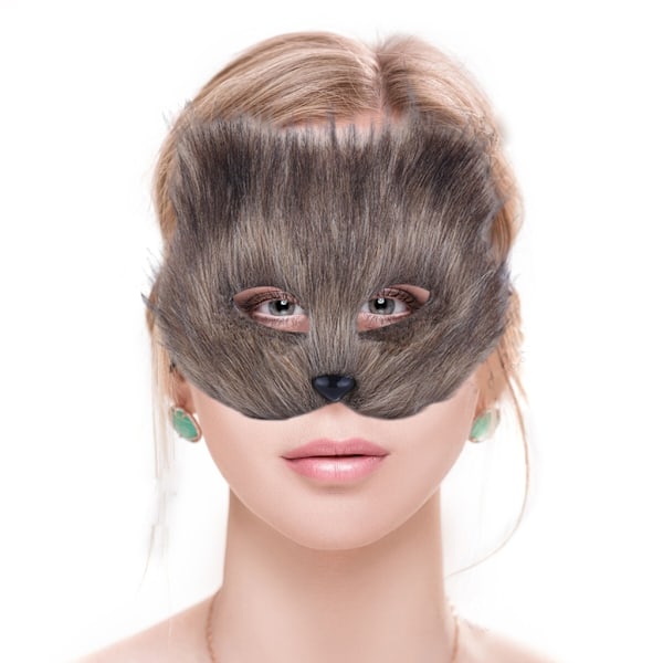 Falsk Reve Hale Katte Maske Therian Maske og Hale Halloween Cosplay Party-WELLNGS (LGL) Gray