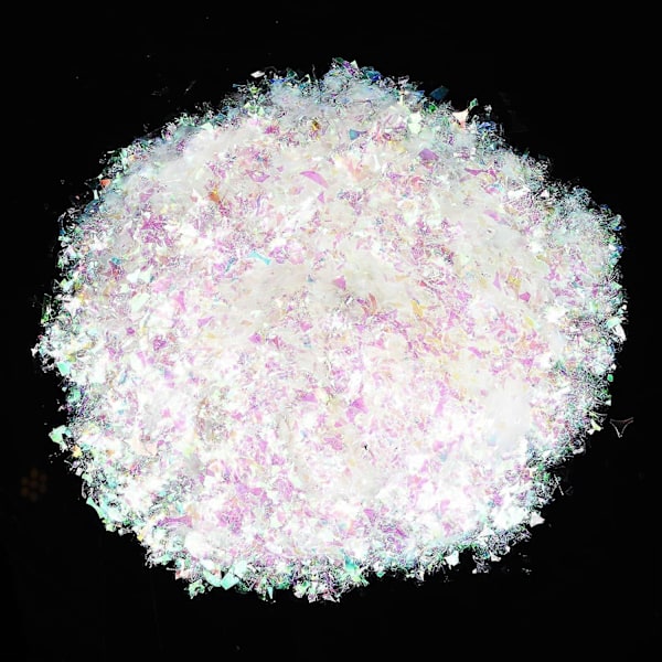 Keinolumi, sateenkaarenvärinen tekolumi, kimaltelevat lumihiutaleet, joulukuusen koristeisiin, talvikotiin ja juhlapyhäkoristeisiin (120g) (LGL)