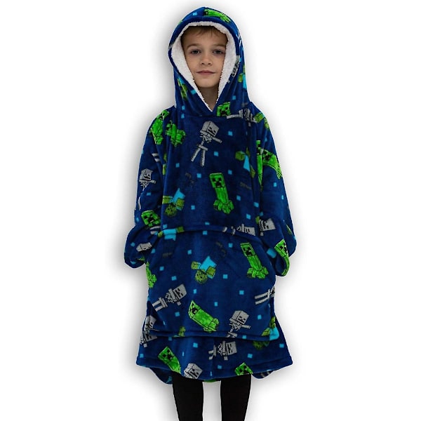 Creeps Bærbar Fleece Tæppe med Hætte - Børn LGL Blue/Green Medium