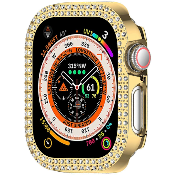 Til Apple Watch Series 10 46mm Dobbelt Række Rhinestone Dekor Hul Cover PC Urramme Etui LGL Multicolor Style D
