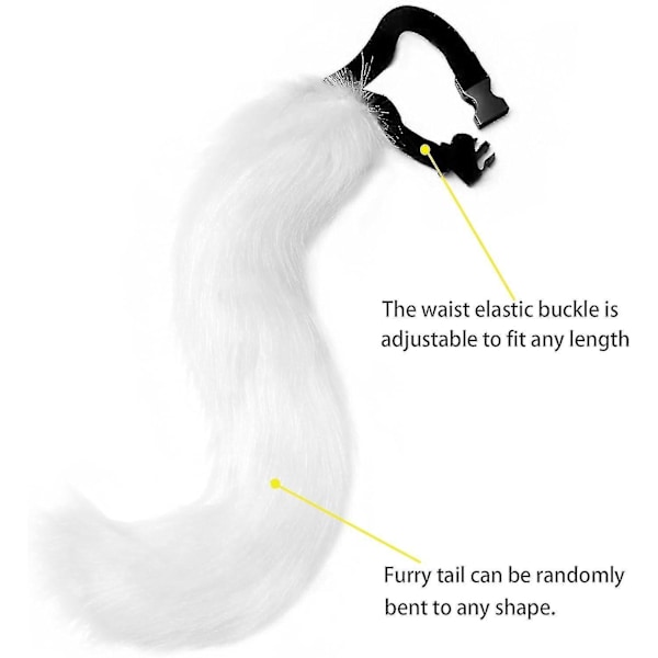 Fuskpäls Rävsvans Katt Varg Cosplay Kostymset Plysch Mask Fluffiga Vantar Handskar Halloween Jul LGL White