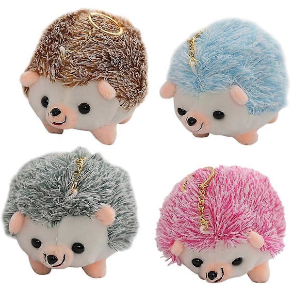 4 stk. Pindsvin Nøgleringe, Pindsvin Nøglering til Børn Plysdyr Nøglering Mini Pindsvin Dukke Vedhæng Taske Nøglering Ornament Nøglering Keychai LGL