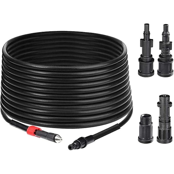 10m Pressure Washer Drain Pipe Hose Cleaning Kit, Sewer Jetter Unblocker Washer Hose with Jet Nozzle and M22(FMA)(YJD) Adapters