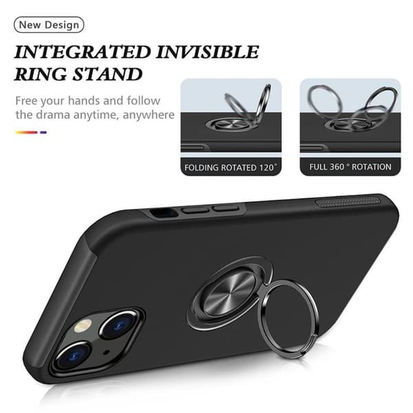 iPhone 14 Plus Hybrid-deksel med fingerring - Svart