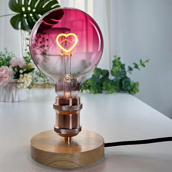 LED Pære Stor Globe Edison Pære G125 Pink Farve Hjerte Filament 2W Dæmpbar Special Dekorativ Lyspære 220-240V E27 (LGL)
