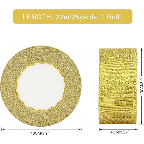 40 mm joulukimalle nauha, 44 m lahjapaketointinauha, kakunkoristenauha, kiiltävä metallinen lahjapaketointinauha (LGL)