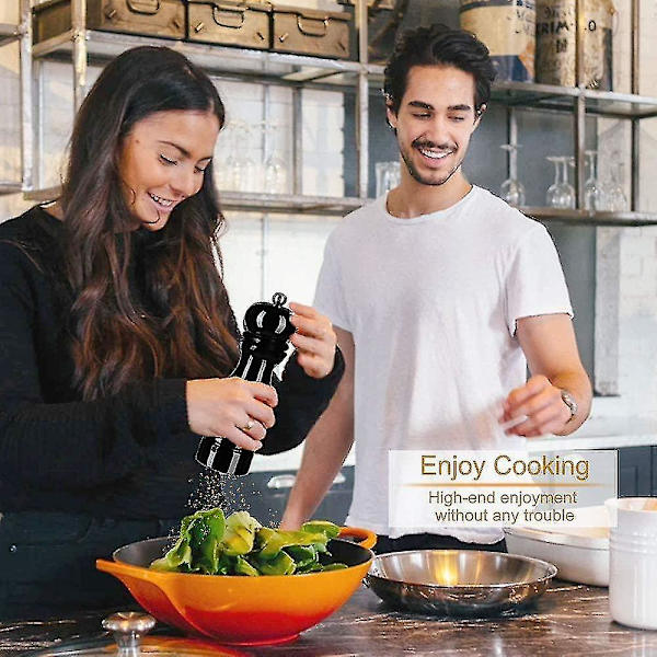Salt- och pepparkvarnset, manuella pepparkvarnar med justerbar grovlek, påfyllningsbara kryddkvarnar LGL black 7 inch