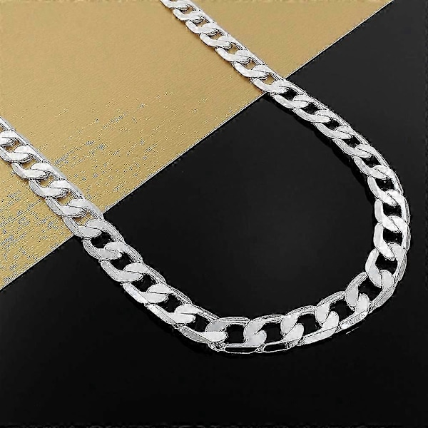 925 Sterling Silver Halsband För Män 20/24 Tum Klassisk 8mm Kedja Lyx Smycken Bröllop Julklappar LGL 50cm 20inches