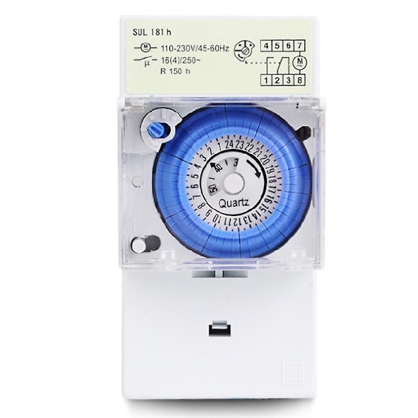 SUL181H 24 timers analog mekanisk timer manuel/auto controller til tidsstyring (LGL) White