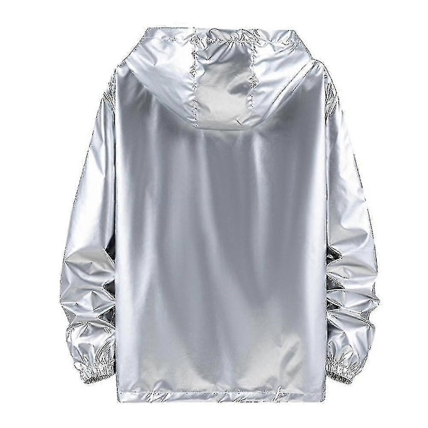 Herr Glänsande Vattentät Jacka med Huva LGL Silver XL