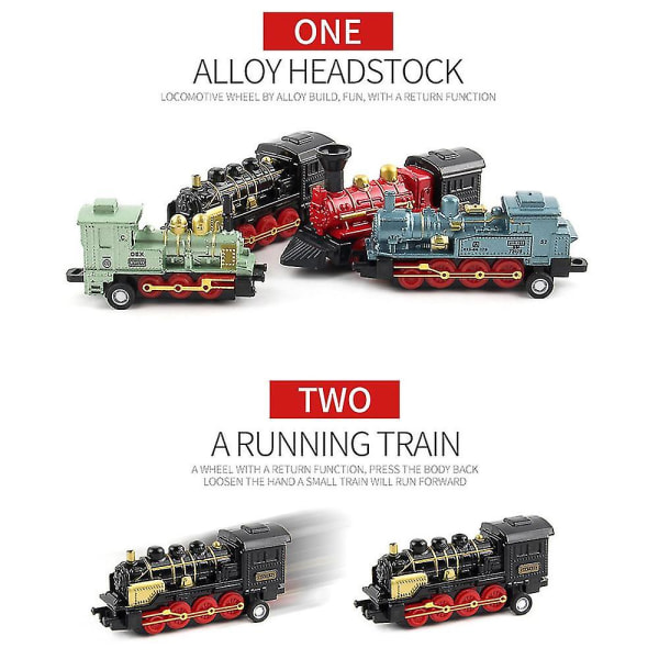 Mini Retro Steam Train -lelusarja, takaisinvedettävä simulaatiohöyryjunamalli, lelut syntymäpäivälahja lapsille, pojille, tytöille[GL] Red