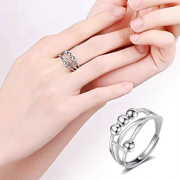 Unisex Justerbar Snurrande Fidget Fredsring Spinner Band Öppen Ring Anti Ångest Roterbar Ring Lindrande Stress Alla Hjärtans Dag Smyckespresenter (LGL)