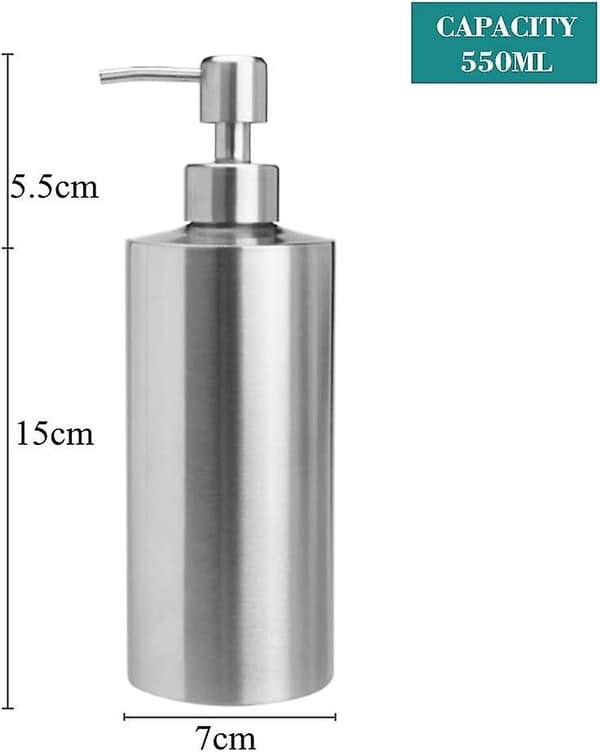 Flydende Sæbedispenser 550ML i 304 Rustfrit Stål til Badeværelse Køkken Sølv (LGL)