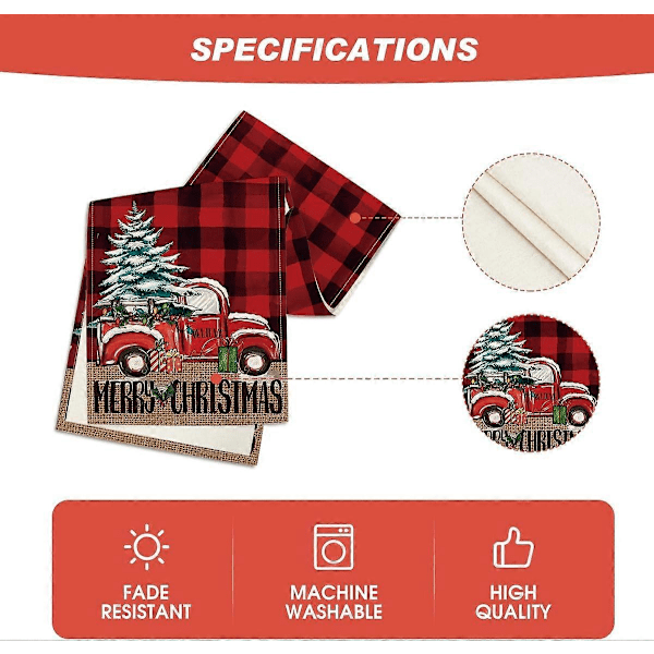 Rød og Sort Buffalo Plaid Glædelig Jul Juletræs Bordløber, Sæsonbestemte Lastbilgaver 13x72 Tommer-Rød / Sort (LGL)
