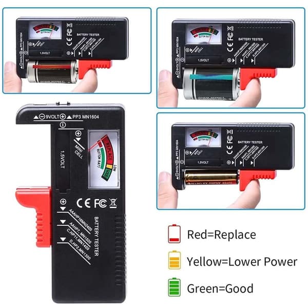 Universal batteritestare, digital batteritestare, för AA AAA CD 9V knappcellsbatterier 1,5V batterispänningskontroll (LGL)