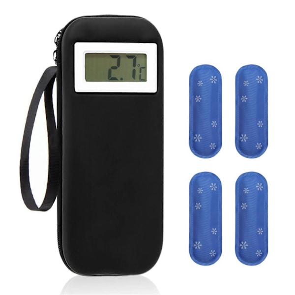 Insulin Kylväska Resefodral med Termometerdisplay Medicin Diabetisk Kylare för Resor Bärbar Kyld Medicin Organizer Väska med LGL A