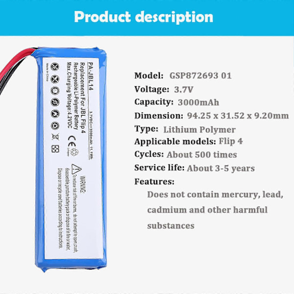3.7v Lipo Batteri 3000mah Lithium Polymer Batteri Genopladeligt Kompatibelt-erstatninger LGL
