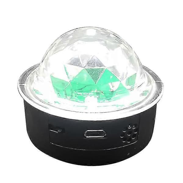 Stemmestyret scenelampe diskolys farverig USB krystalkuglelampe sort (LGL)