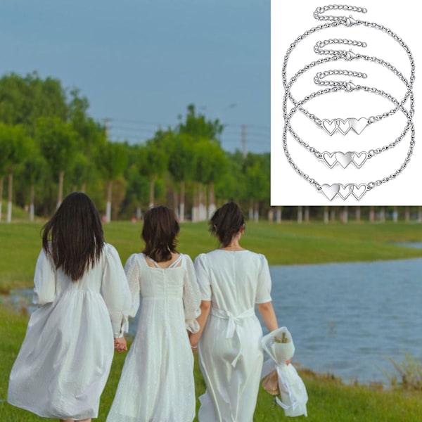 3 Sisters Rannekorut Parhaat Ystävät Kaulakoru 3 Sydänrannekorut 3 Bff 3 Bestie Söpö [GGL] Silver