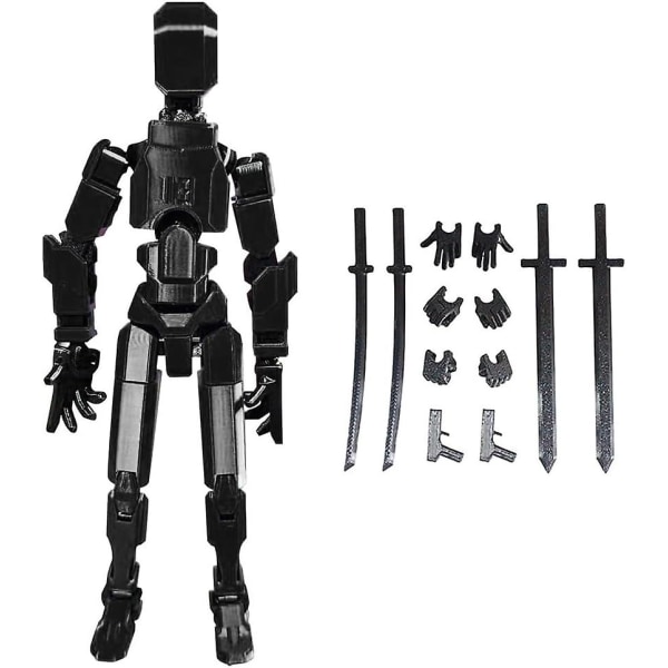 T13 Titan Robot Actionfigur Leke, Multi-leddet bevegelig 3D-trykt figur Dummy- Skrivebordsdekorasjoner, Valentinsgaver til ham (Svart) Black