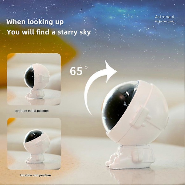 Astronaut Projektor Stjernenattlys Soverom Atmosfære Bordlampe Nyhet Dekorativ Projeksjonslampe LED Lys Morsom Design Justerbar Lysstyrke LGL White