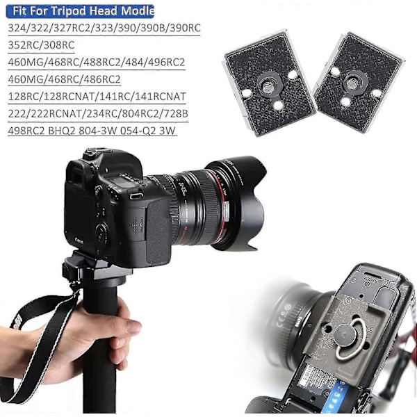 2 st Snabbkopplingsplatta Stativkamera För Manfrotto Monteringsplatta 200pl-14 Rc2 Kameror Stativhuvud LGL