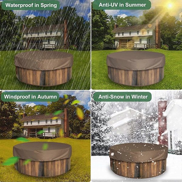 Badtunna Baldakin Badkar Skydd Vattentätt Utomhusskydd - Rund Anti-UV Spa Kåpa LGL Black
