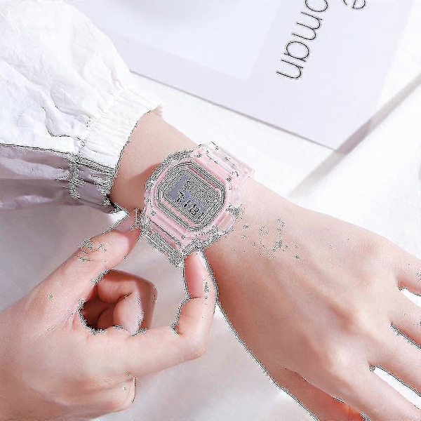 Unisex Digitalur Gennemsigtig Klar Rem Armbåndsur Fødselsdagsgave LGL Rose Gold