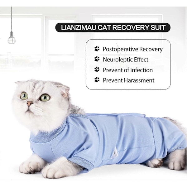 (L) Postoperativ Kattdräkt Anti-slickande Kattkrage Lång Overall Förhindra Förlust av Kläder Anti-slickande Kattväst LGL