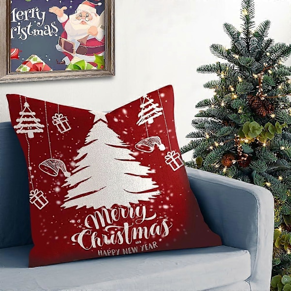Juleputetrekk Julepynt Putetrekk Juletre Putetrekk Gaver Rustikk Gårdshus 18x18 (LGL)
