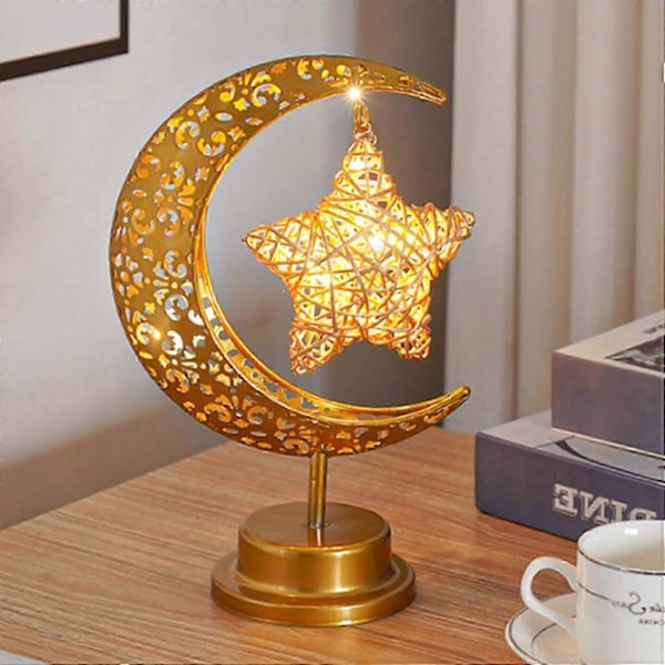 Månebordlamper Hengende Stjerne Ramadanlampe Fortryllet Månelampe, Batteridrevet Nattbordslampe Barnerom Lys Hybel Kontor Bord Jul LGL