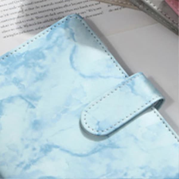 A6 Notesbog Binder Lille Bærbar Azurblå PU Læder Notesbog Journal Løsblad Binder (LGL)
