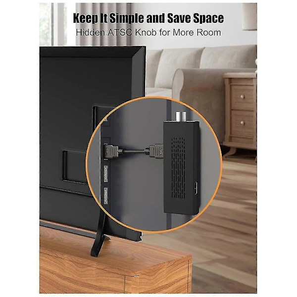 Digital Konverterboks, ATSC TV-tuner Gjemt Bak TV, TV-opptak og Avspilling, TV-tuner+1080P/AV Utgang EU Plugg LGL Black