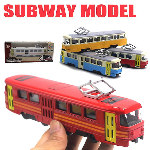 Naievear Classic Train Trikk Diecast Pull Back-modell med Led-musikkutviklingsbarneleke[GL] Red