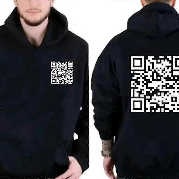 F**k You QR-kod Huvtröja, QR-skanningskod Skämt Rolig Huvtröja Unisex, Tjock Vintertröja Toppar LGL Black L