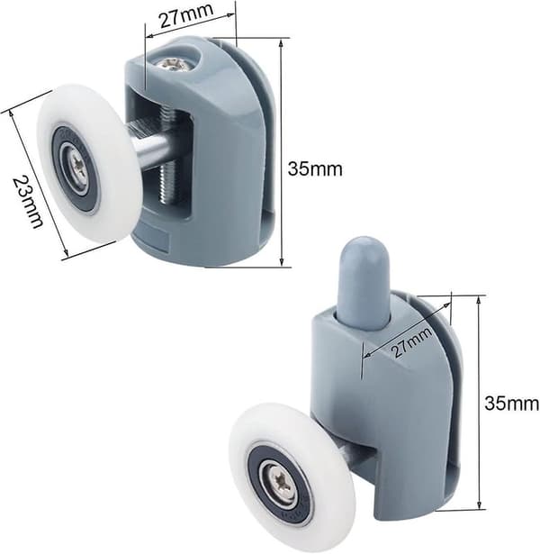 Dusjdør Erstatning Doble Ruller, 23mm Diameter Hjul (Enkel-8stk-23mm)