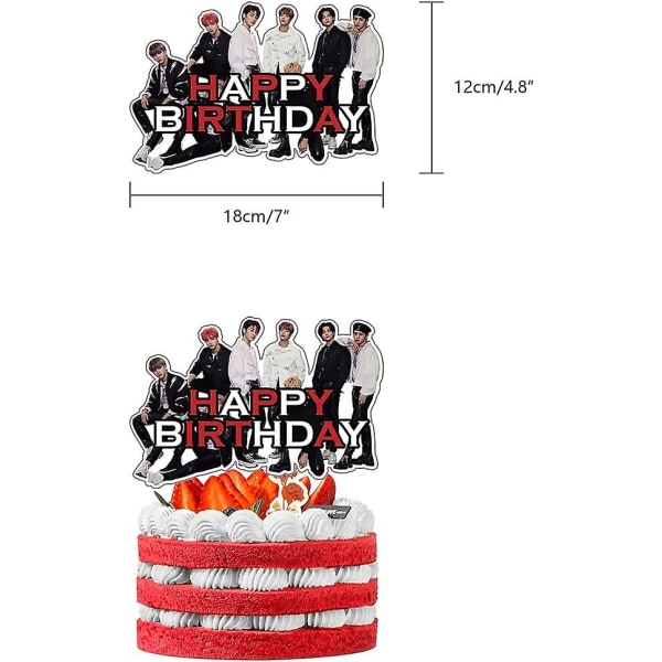Stray-kids Fødselsdagsfest Supplies, Stray-kids Fødselsdagspynt Gavesæt - Stray-kids Banner,18stk Balloner,kage Toppers,21stk Cupcake Toppers Pr.