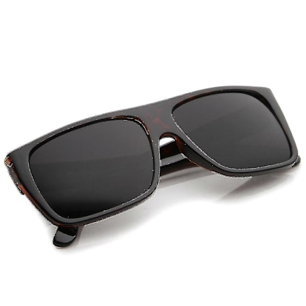 Retro Flat Top Wide Temple Eazy E Stil Rektangulära Solglasögon 57mm (LGL)