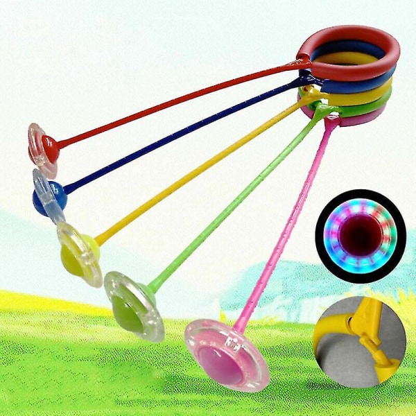 Kids LED Blinkande Skip Ball Ring Ankel Hopprep Träning Hoppa över rolig leksakspresent[GL] Pink