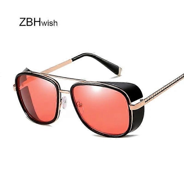 Tony Stark Solbriller Mand Kvinde Steampunk Solbriller Herre Vintage Gradient Rød Solbrille UV400 LGL Yellow mercury