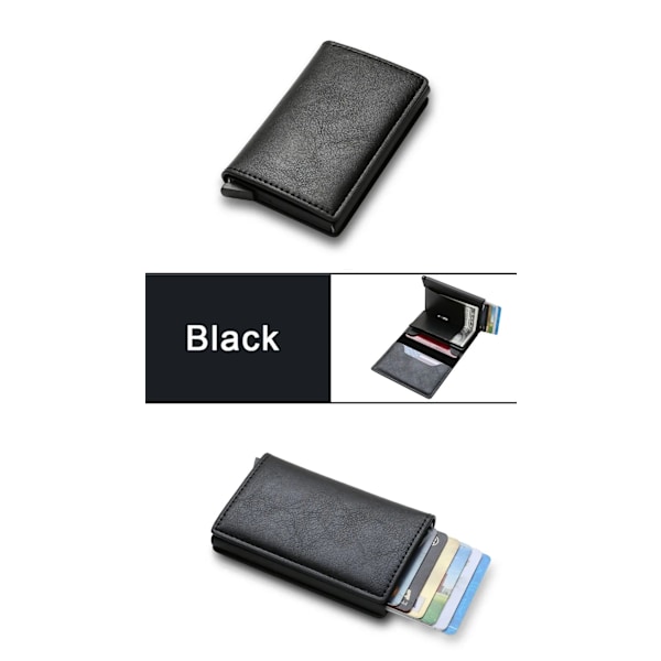 Karbonfiber Slim Aluminium Lommebok for Menn Kredittkortholder RFID-skjermet Anti-tyveri Swipe Lommebok Automatisk Pop-up Kort Etui [GGL] Black