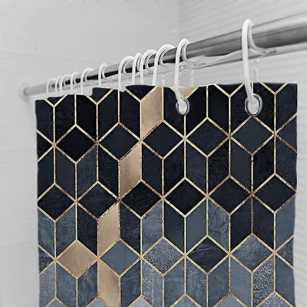 Dusjforheng til bad 3d geometrisk dusjforheng, polyester baderomsduk (LGL)