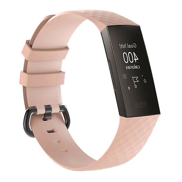 Joustava silikoni rannekoru Fitbit Charge 3 - Koko: L [GGL] Pink Fitbit Charge 3