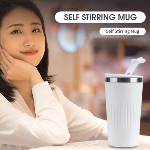 300mL Selv-Rørende Kop med Låg, 3 Hastigheder Automatisk Magnetisk Røring Kaffe Kop Elektrisk Rustfrit (LGL) Black